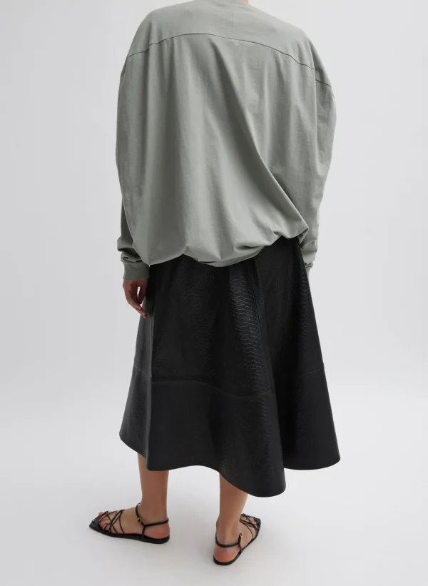 Tibi Embossed Python Circle Skirt Black Shop