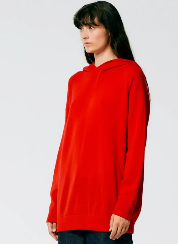 Tibi Feather Weight Cashmere Easy Mens Hoodie Red Best