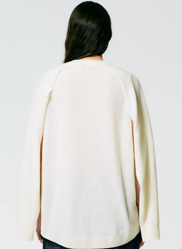 Tibi Feather Weight Cashmere Easy Cocoon Tunic Ivory Shop