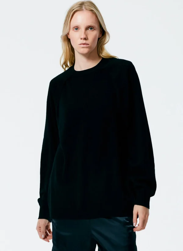 Tibi Feather Weight Cashmere Easy Cocoon Tunic Black Clearance