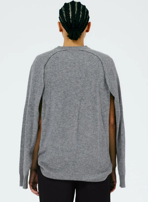 Tibi Feather Weight Cashmere Easy Cocoon Tunic Heather Grey Cheap