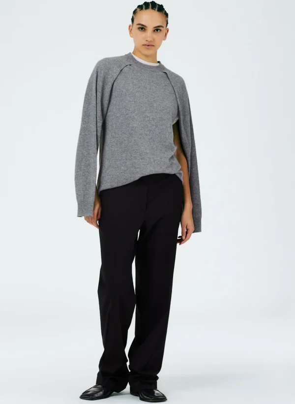 Tibi Feather Weight Cashmere Easy Cocoon Tunic Heather Grey Cheap