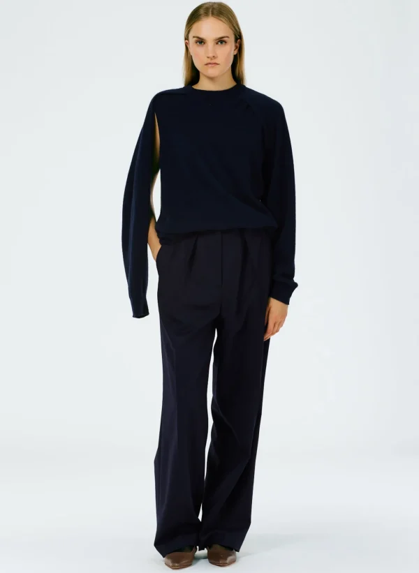 Tibi Feather Weight Cashmere Easy Cocoon Tunic Navy Best Sale