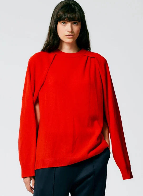 Tibi Feather Weight Cashmere Easy Cocoon Tunic Red Online