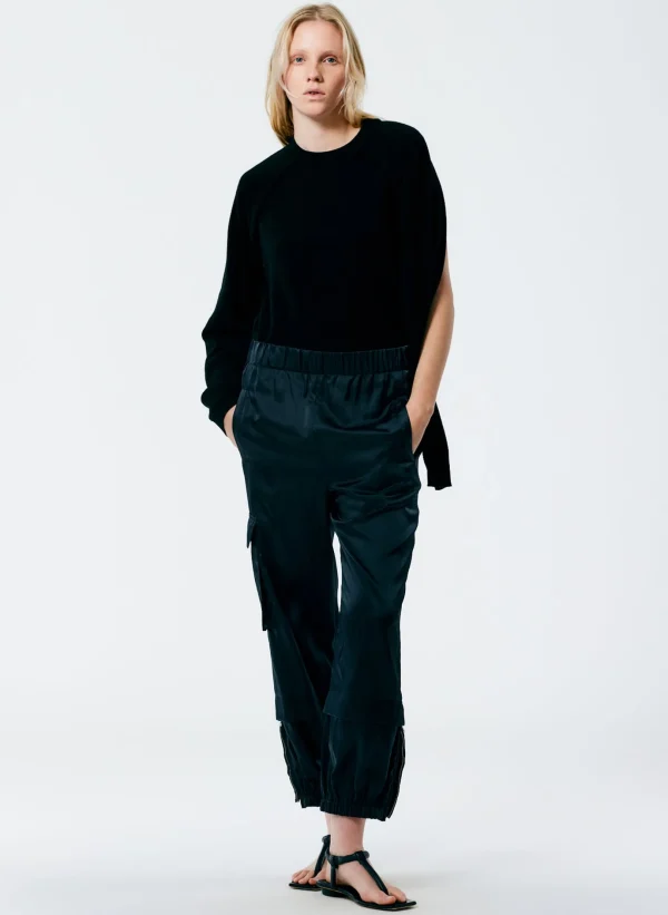 Tibi Feather Weight Cashmere Easy Cocoon Tunic Black Clearance