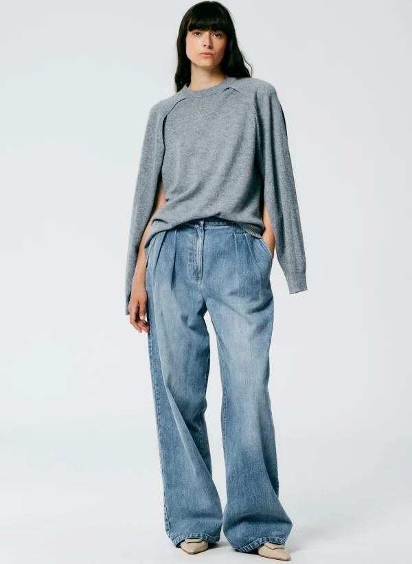 Tibi Feather Weight Cashmere Easy Cocoon Tunic Heather Grey Cheap