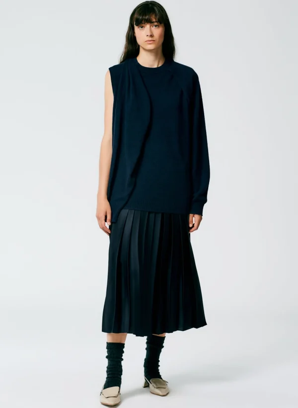 Tibi Feather Weight Cashmere Easy Cocoon Tunic Navy Best Sale