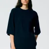 Tibi Feather Weight Cashmere Oversized Easy T-Shirt Navy Online