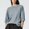 Tibi Feather Weight Cashmere Oversized Easy T-Shirt Heather Grey Fashion