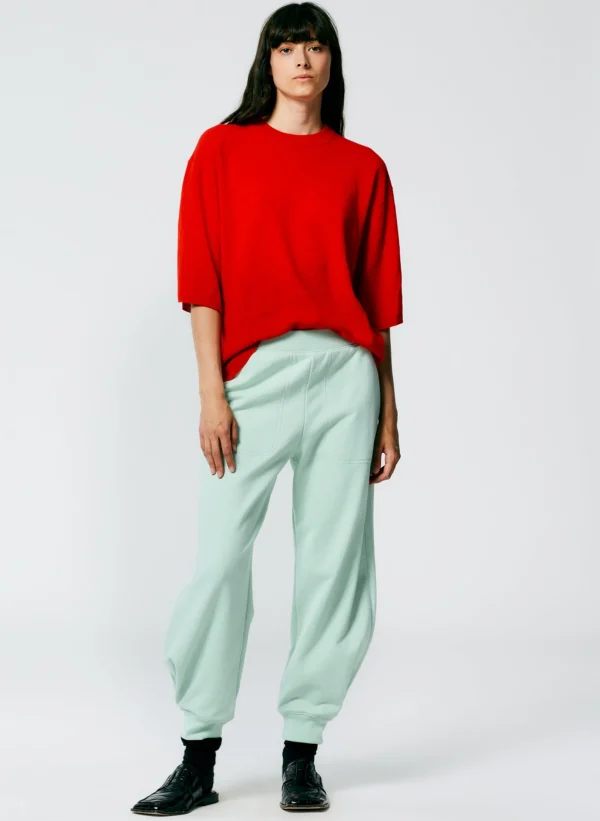 Tibi Feather Weight Cashmere Oversized Easy T-Shirt Red Best Sale