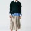 Tibi Feather Weight Pleated Pull On Skirt Light Tan Hot