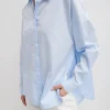 Tibi Gabe Oversized Shirt Blue New