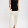 Tibi Garment Dyed Stretch Twill Cropped Newman Jean Ivory Flash Sale