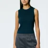 Tibi Giselle Stretch Sweater Circle Openback Tank Navy Fog Online