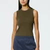 Tibi Giselle Stretch Sweater Circle Openback Tank Wood Clearance