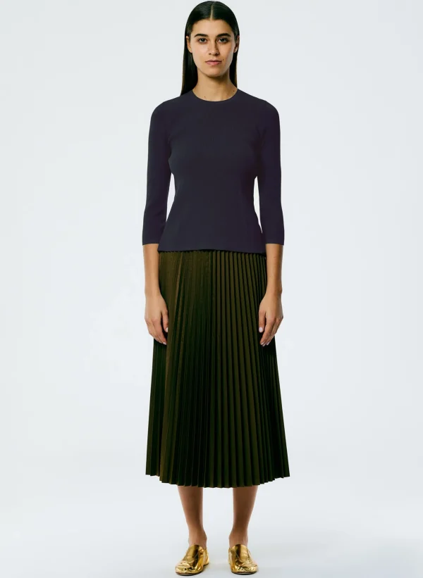 Tibi Giselle Stretch Sweater Circle Openback Pullover Navy Fog Store