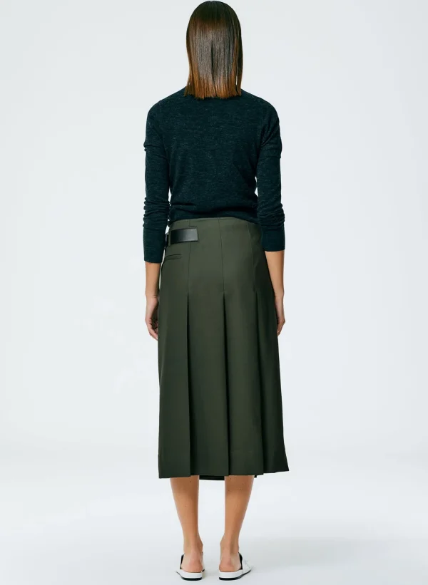 Tibi Grain De Poudre Wide Pleat Wrap Skirt Grey Pine Cheap