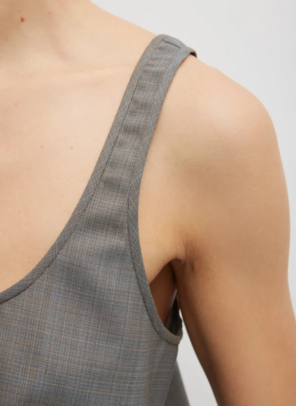 Tibi Grant Crossdye Suiting Tank Top Grey Multi Discount