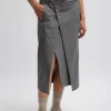 Tibi Grant Crossdye Suiting Wrap Trouser Skirt Grey Multi Cheap