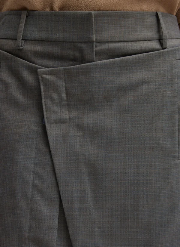 Tibi Grant Crossdye Suiting Wrap Trouser Skirt Grey Multi Cheap