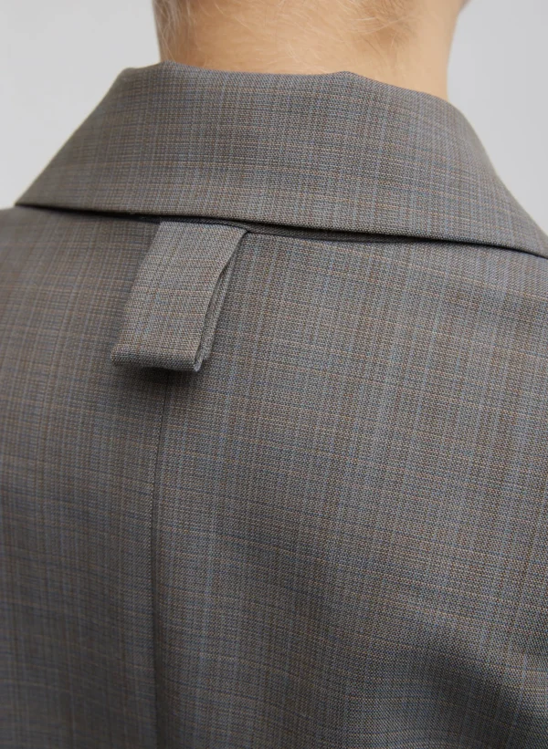 Tibi Grant Suiting Double Breasted Blazer Grey Multi Store