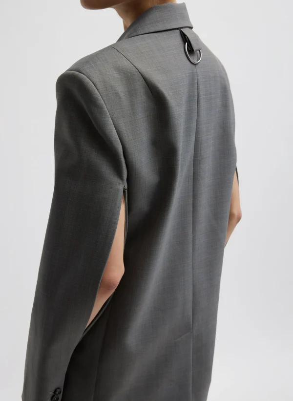Tibi Grant Suiting Double Breasted Blazer Grey Multi Store