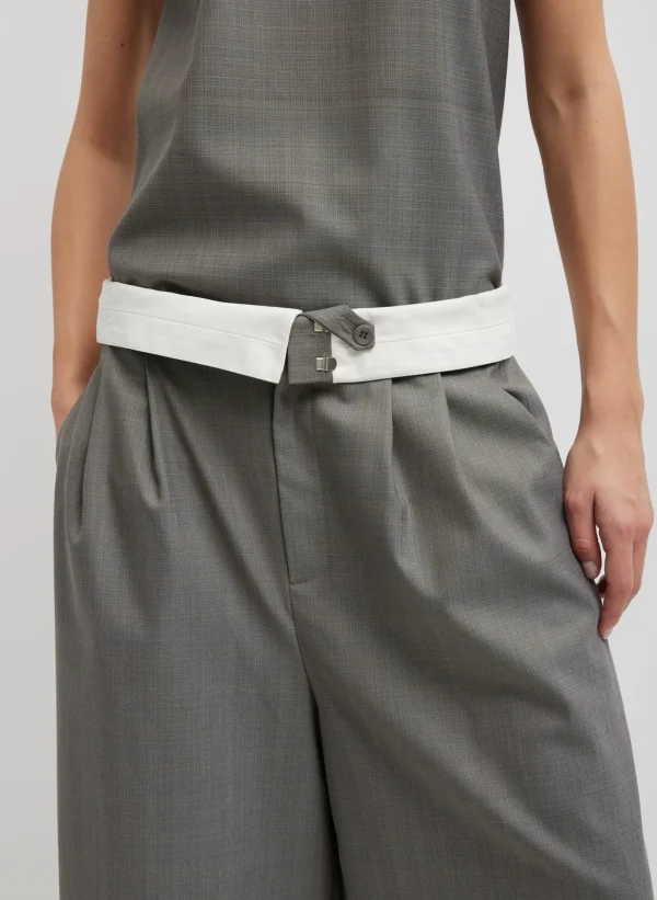 Tibi Grant Suiting Fold Over Long Short Grey Multi Clearance