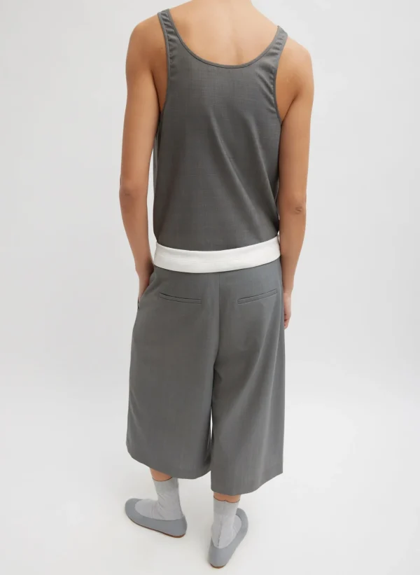 Tibi Grant Suiting Fold Over Long Short Grey Multi Clearance