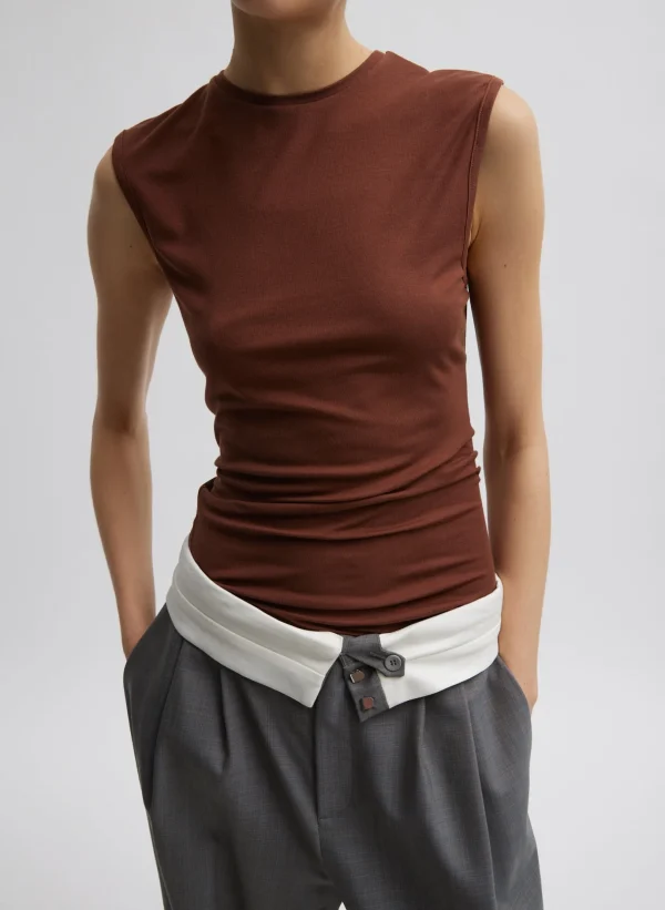 Tibi Grant Suiting Fold Over Trouser Grey Multi Best Sale