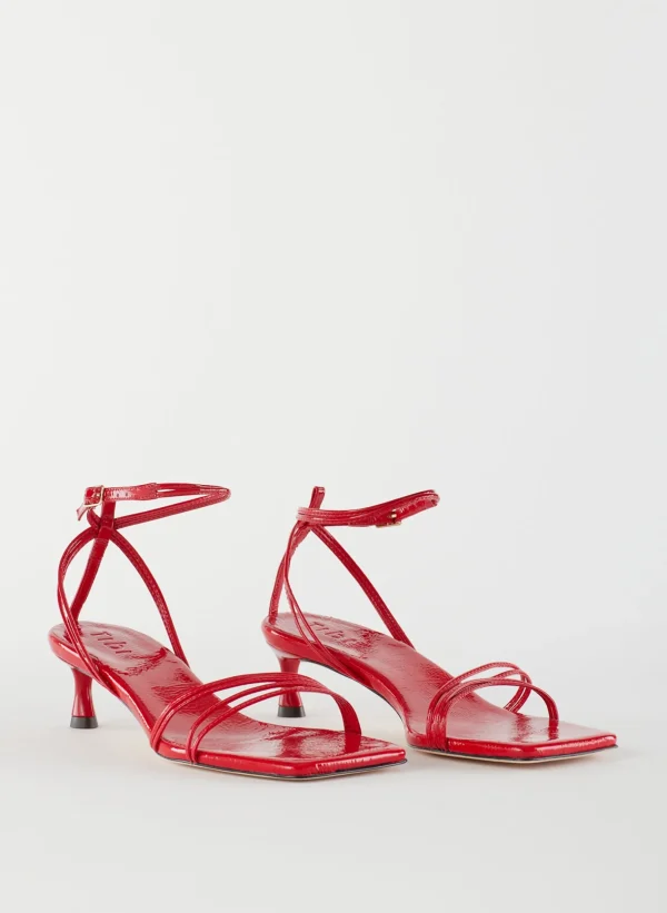 Tibi Harper Naplack Sandal Cherry Red Online