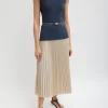 Tibi Italian Sporty Nylon Sunray Pleated Pull On Skirt Ash Flash Sale
