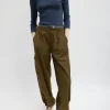 Tibi Italian Sporty Nylon Wide Leg Pull On Pant Wood Fashion