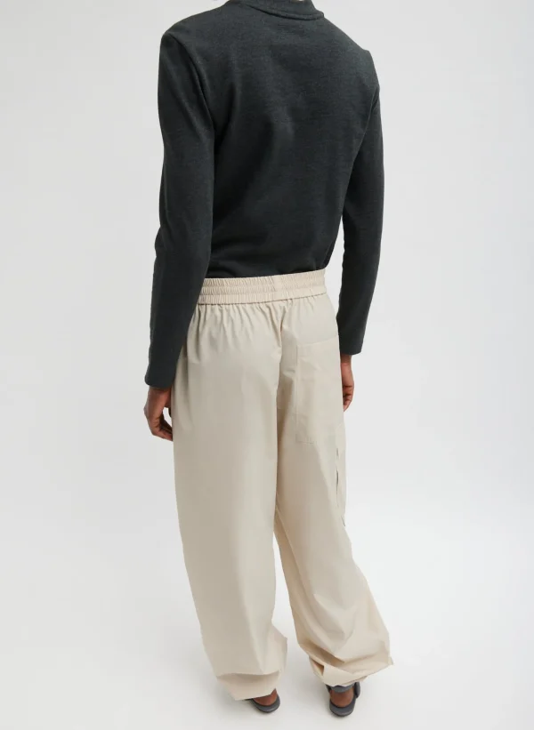Tibi Italian Sporty Nylon Wide Leg Pull On Pant Ash Best Sale