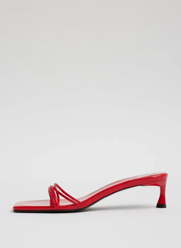 Tibi Jim Naplack Sandal Cherry Red Best Sale