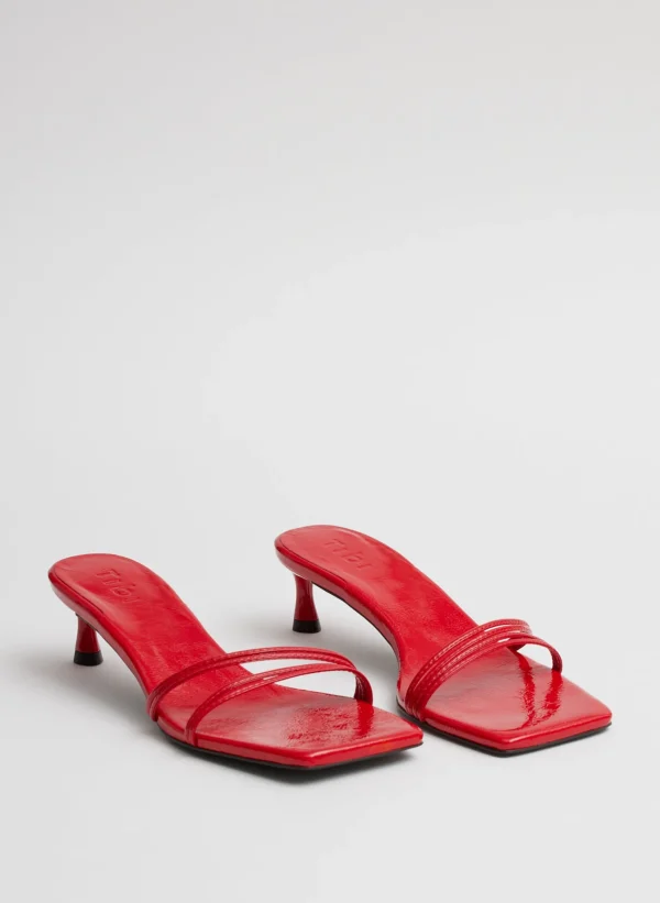 Tibi Jim Naplack Sandal Cherry Red Best Sale