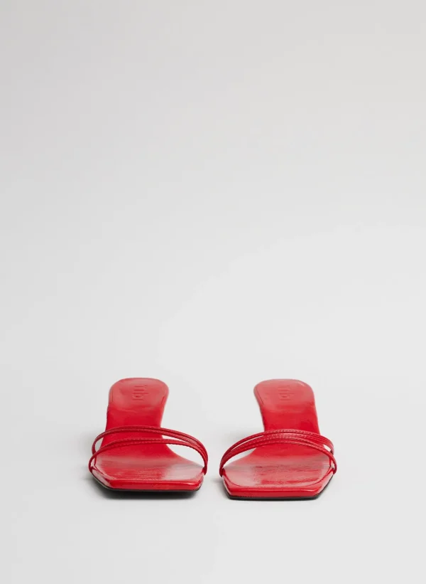 Tibi Jim Naplack Sandal Cherry Red Best Sale