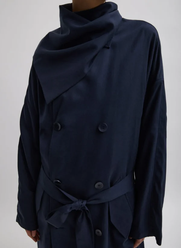 Tibi Lancaster Trench Navy Discount
