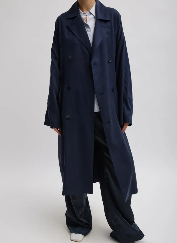 Tibi Lancaster Trench Navy Discount