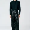 Tibi Leather Slouchy Carpenter Pant Black Online