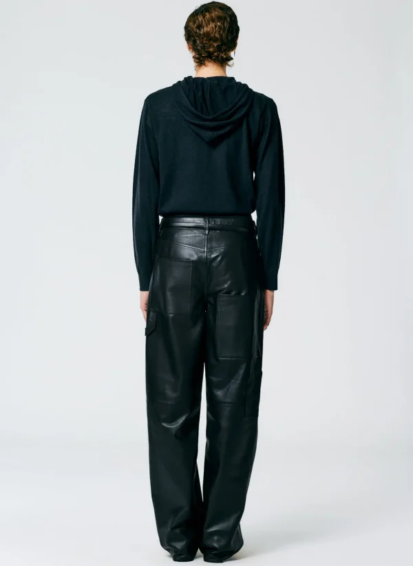 Tibi Leather Slouchy Carpenter Pant Black Online