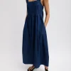 Tibi Light Weight Stone Wash Sculpted Dress Dark Enzyme Wash Flash Sale