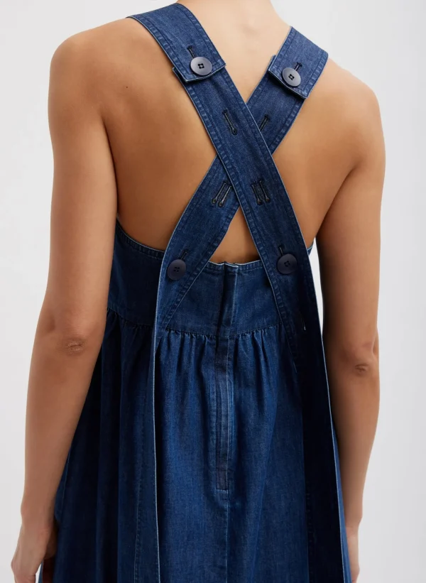 Tibi Light Weight Stone Wash Sculpted Dress Dark Enzyme Wash Flash Sale