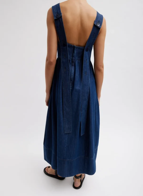 Tibi Light Weight Stone Wash Sculpted Dress Dark Enzyme Wash Flash Sale