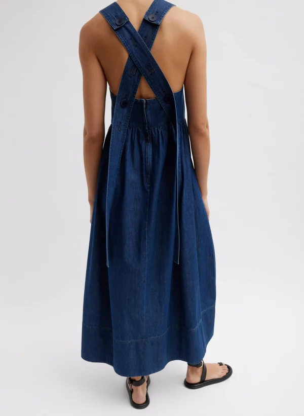 Tibi Light Weight Stone Wash Sculpted Dress Dark Enzyme Wash Flash Sale