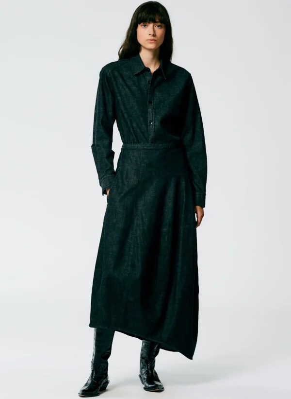Tibi Light Weight Stone Washed Denim Asymmetrical Balloon Skirt - Petite Black Discount