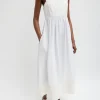 Tibi Linen Cotton Voile Sculpted Dress White Outlet