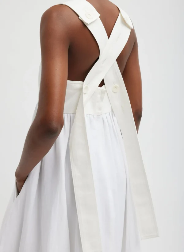 Tibi Linen Cotton Voile Sculpted Dress White Outlet