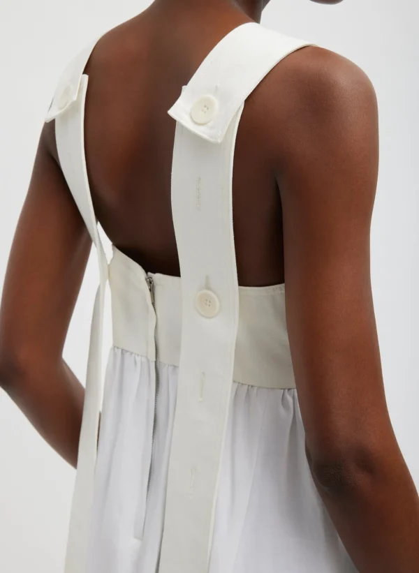 Tibi Linen Cotton Voile Sculpted Dress White Outlet