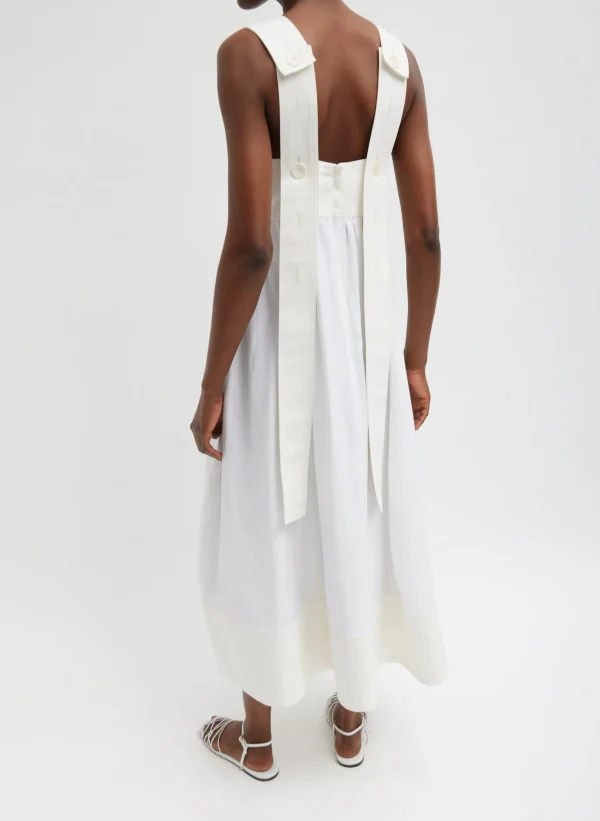 Tibi Linen Cotton Voile Sculpted Dress White Outlet