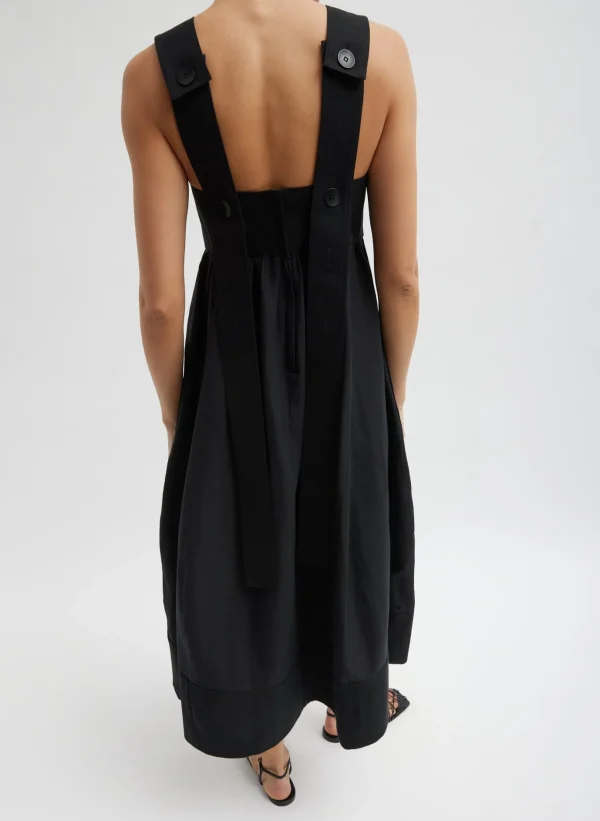 Tibi Linen Cotton Voile Sculpted Dress Black Cheap